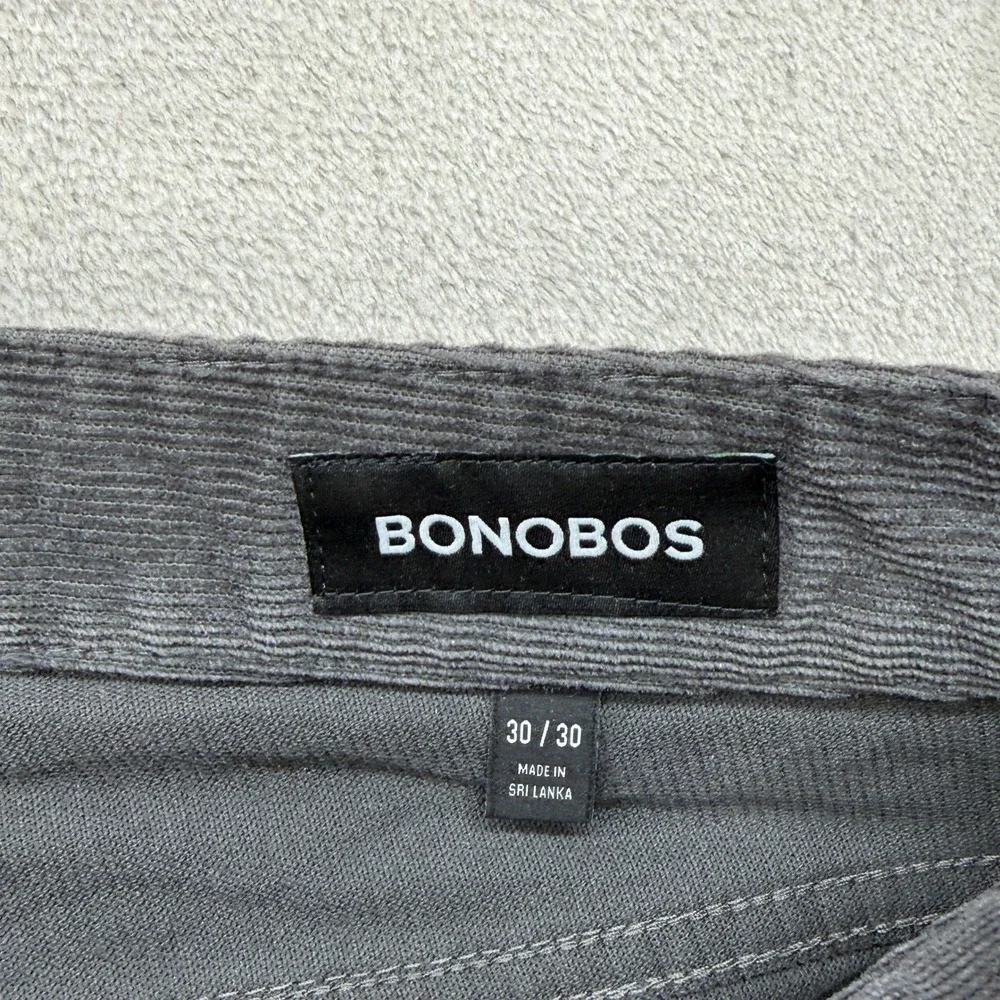 Bonobos Corduroy Pants Mens 30x30 Dark Grey Slim Fit 5-Pocket Preppy Casual Work